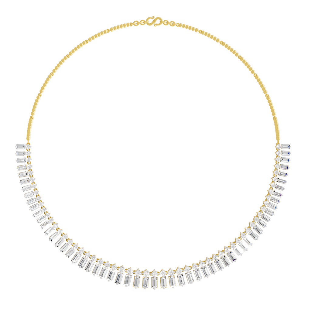 Sparkles Regal Baguette Bloom Diamond Necklace