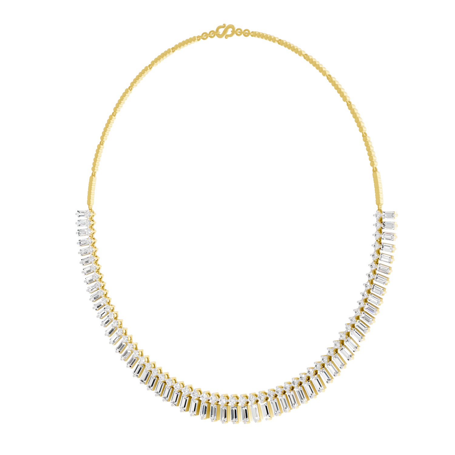 Sparkles Regal Baguette Bloom Diamond Necklace