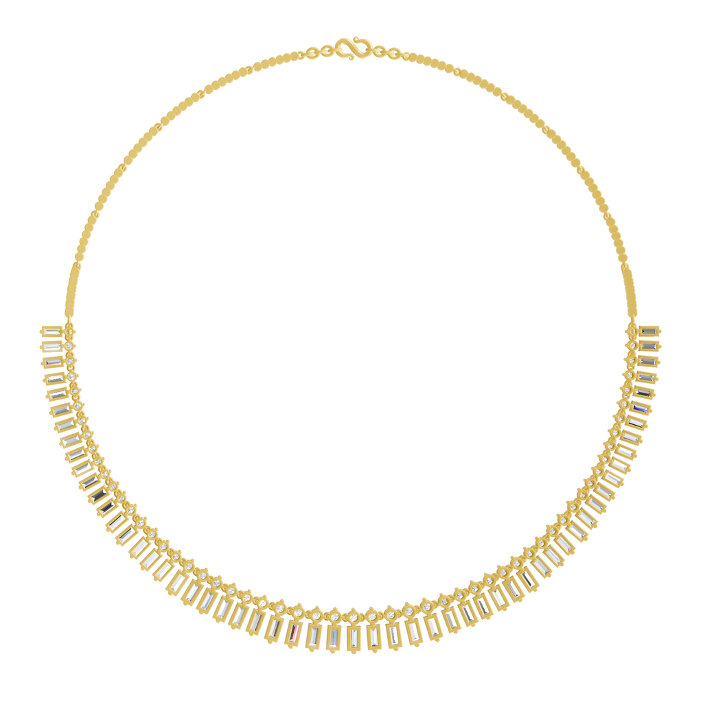 Sparkles Regal Baguette Bloom Diamond Necklace