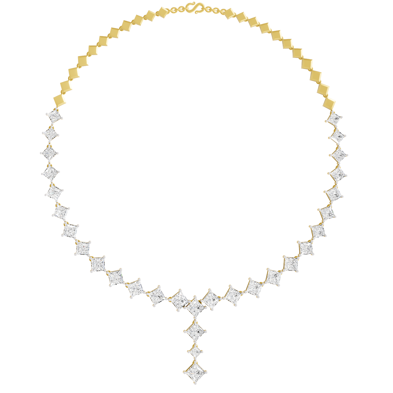 Sparkles Princess-Cut Diamond Linear Necklace