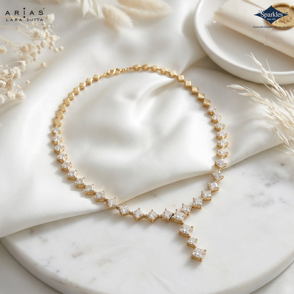 Arias by Lara Dutta Princess-Cut Diamond Linear Necklace