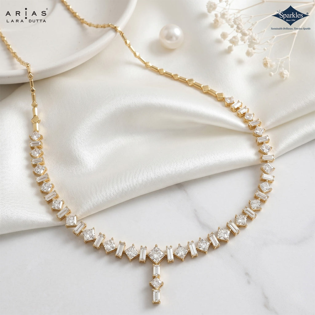 Arias by Lara Dutta Princess-Cut Linear Diamond Necklace
