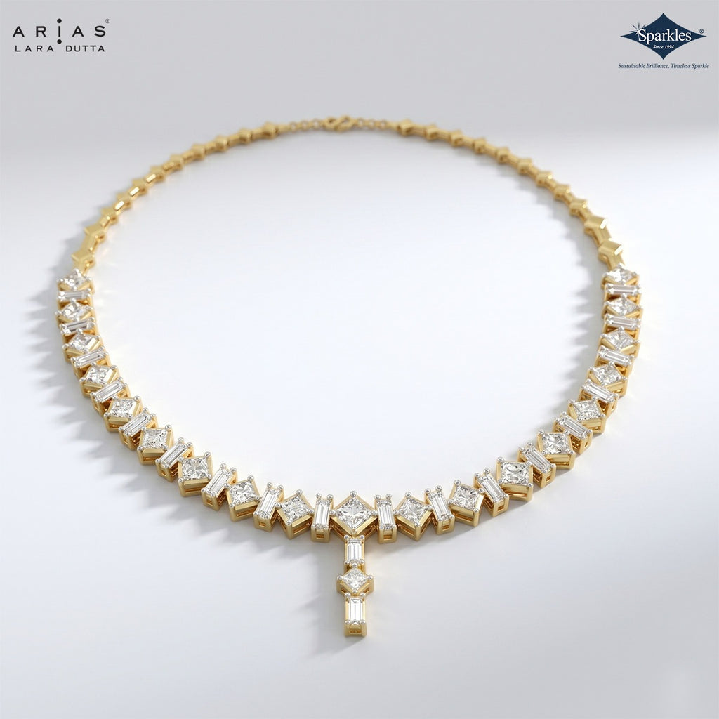 Arias by Lara Dutta Princess-Cut Linear Diamond Necklace