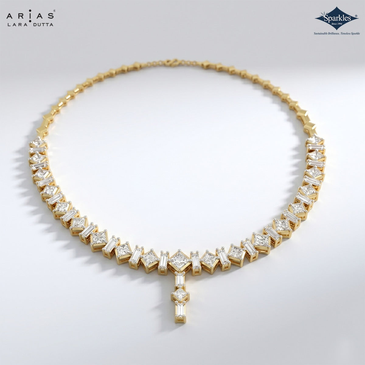 Arias by Lara Dutta Princess-Cut Linear Diamond Necklace