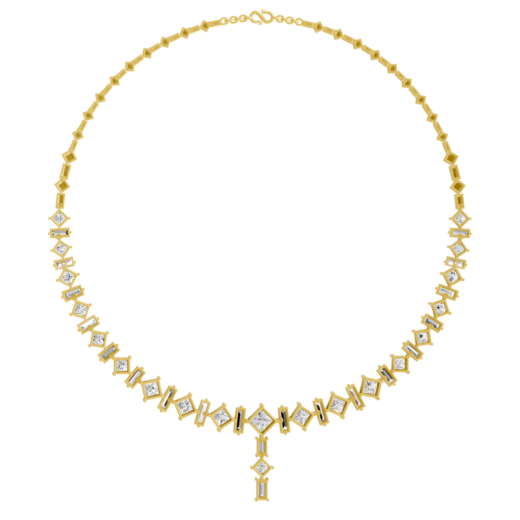 Sparkles Princess-Cut Linear Diamond Necklace