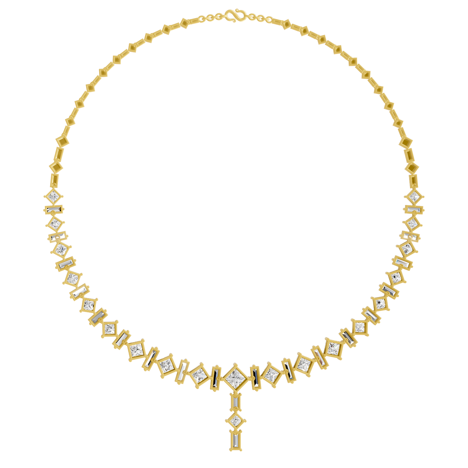 Sparkles Princess-Cut Linear Diamond Necklace