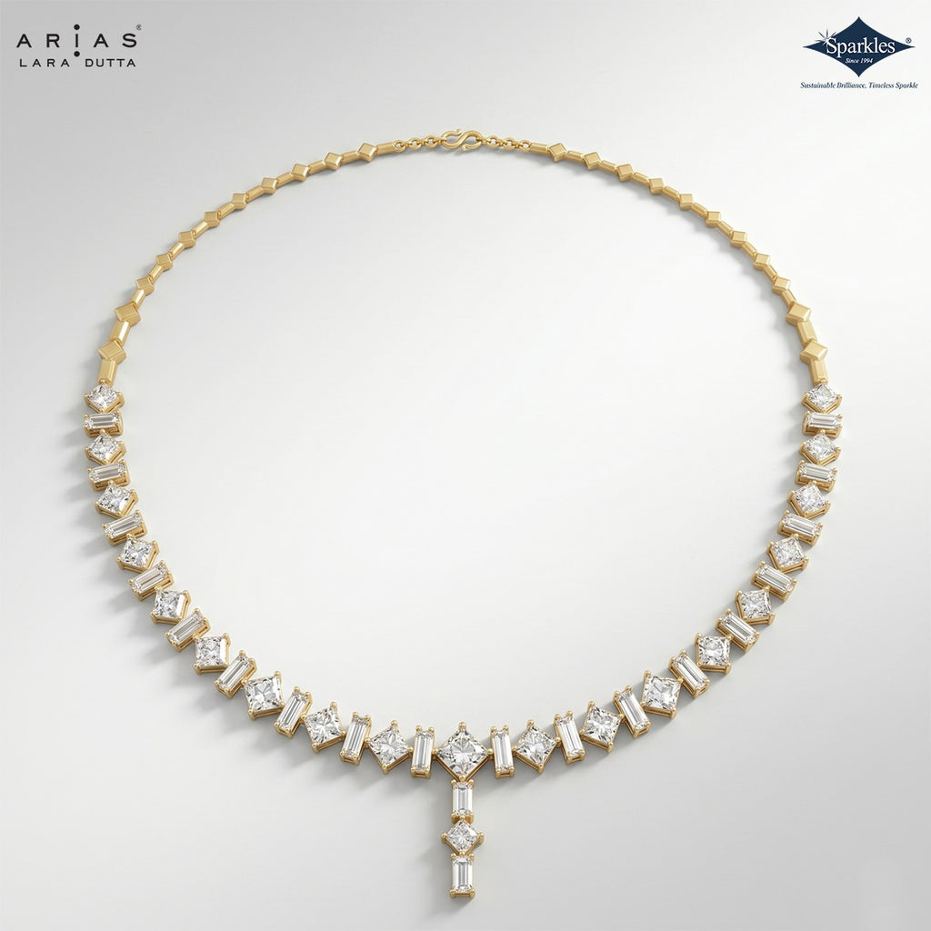 Arias by Lara Dutta Princess-Cut Linear Diamond Necklace