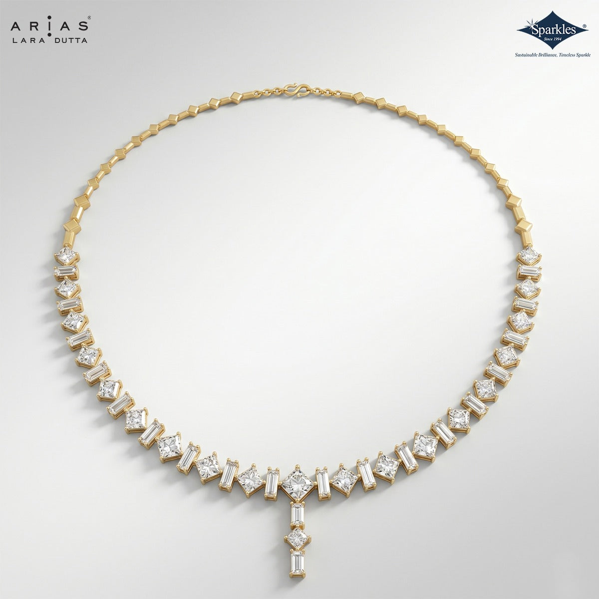 Arias by Lara Dutta Princess-Cut Linear Diamond Necklace