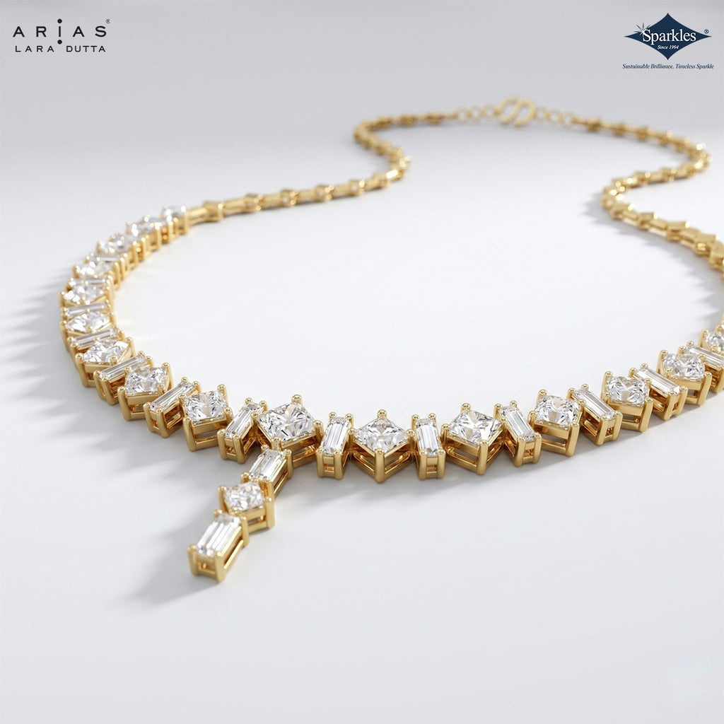 Arias by Lara Dutta Princess-Cut Linear Diamond Necklace