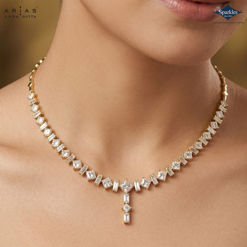 Arias by Lara Dutta Princess-Cut Linear Diamond Necklace