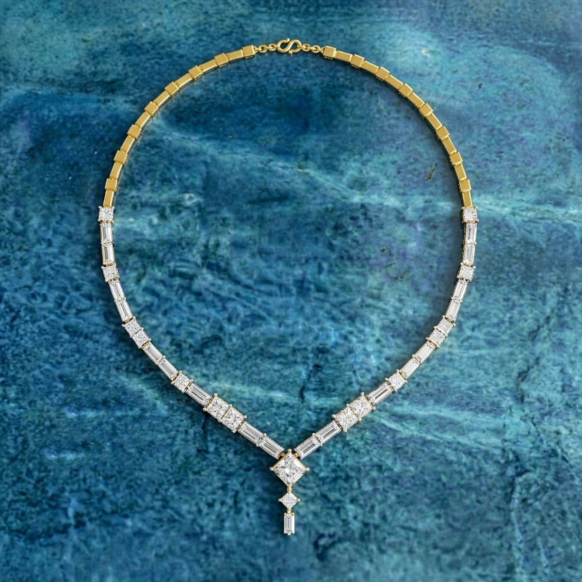 Sparkles Elegant V-Shape Diamond Necklace