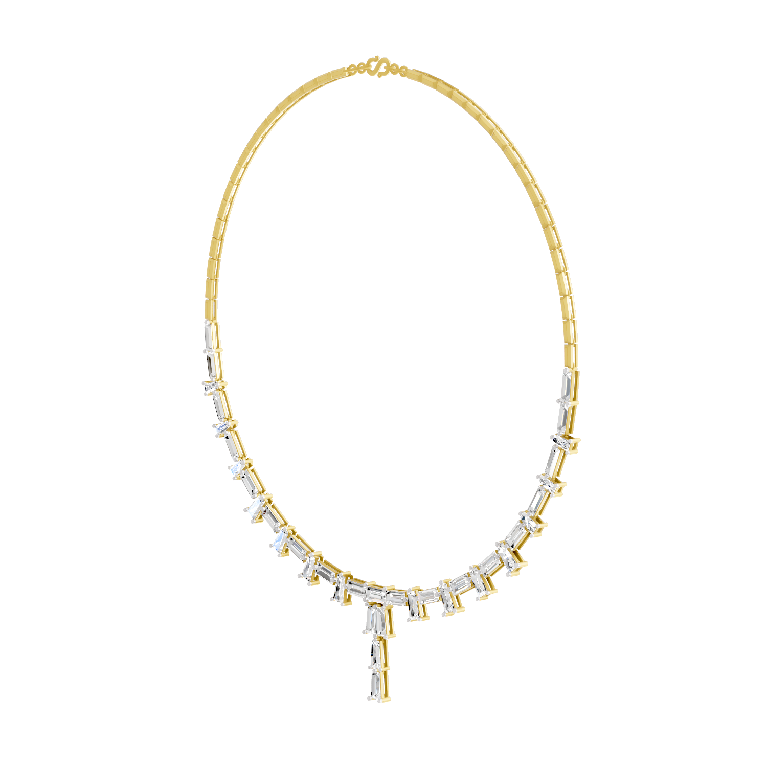 Sparkles Emerald Rhythm Line Drop Diamond Necklace