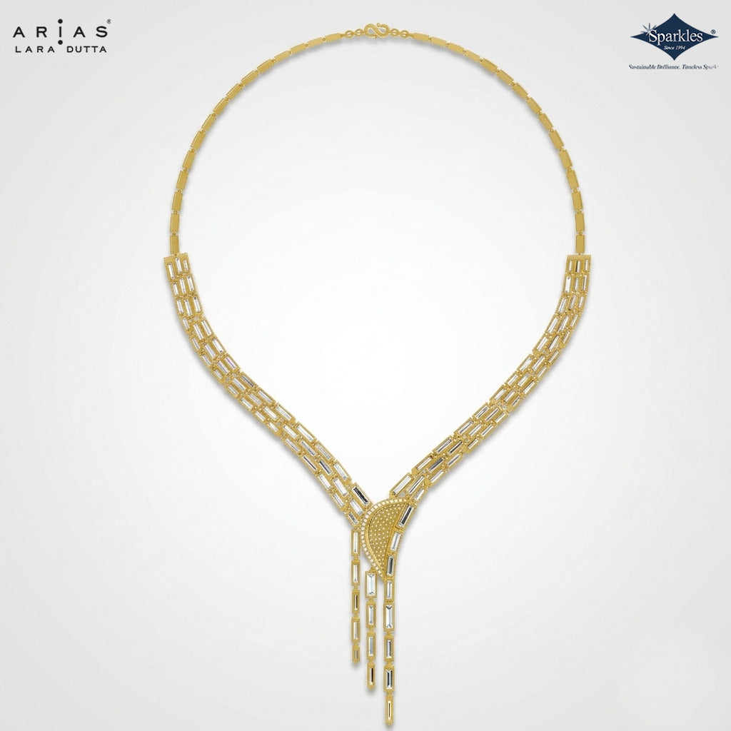 Arias by Lara Shimmering Waterfall Baguette Diamond V-Necklace