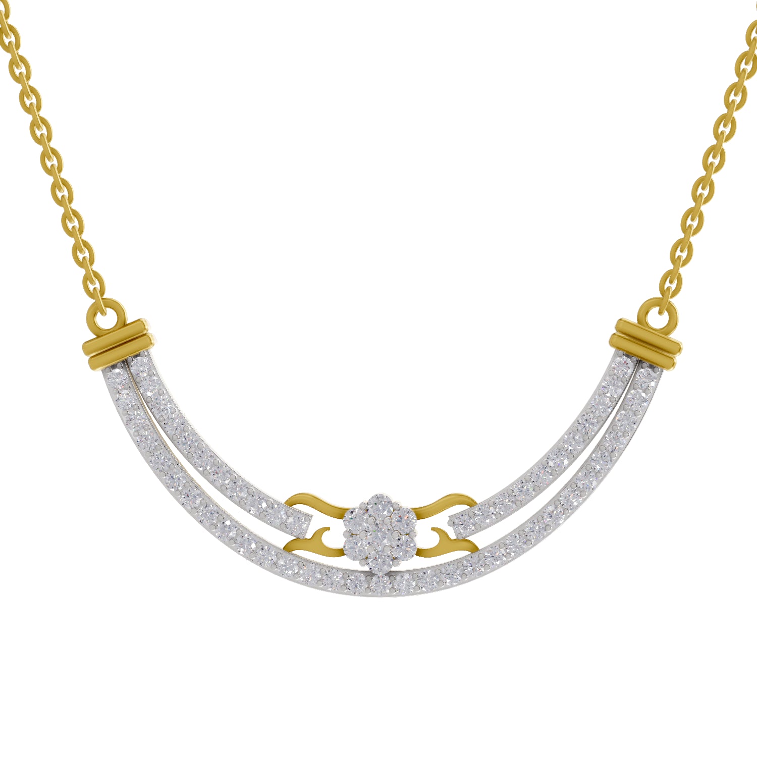 1.36 Carat | 925 Sterling Silver Yellow Gold Plated Floating Lab Diamond Necklace pendant