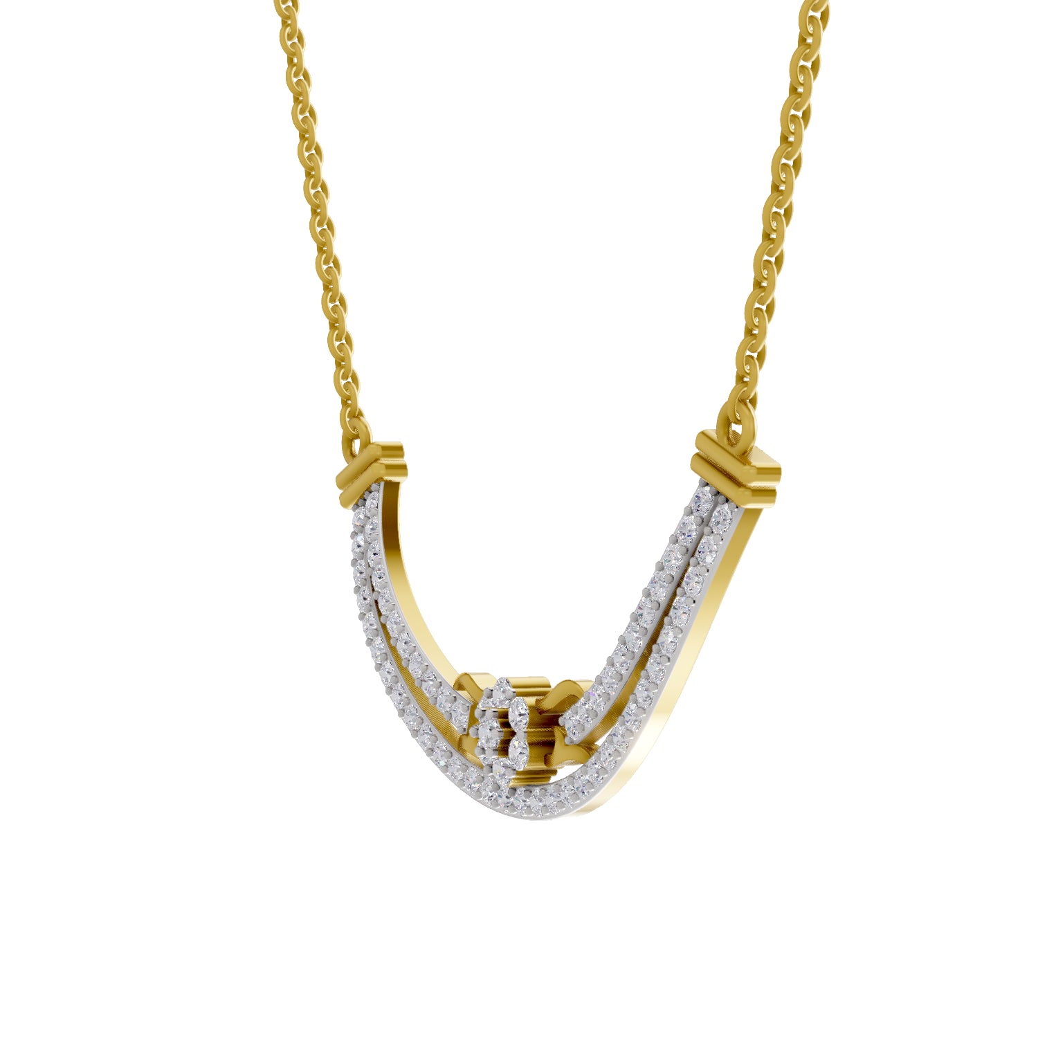 1.36 Carat | 925 Sterling Silver Yellow Gold Plated Floating Lab Diamond Necklace pendant