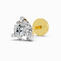 0.25 Carat Round Shape 3 Prong Solitaire Diamond Nose Pin | 14K Yellow Gold-Screw