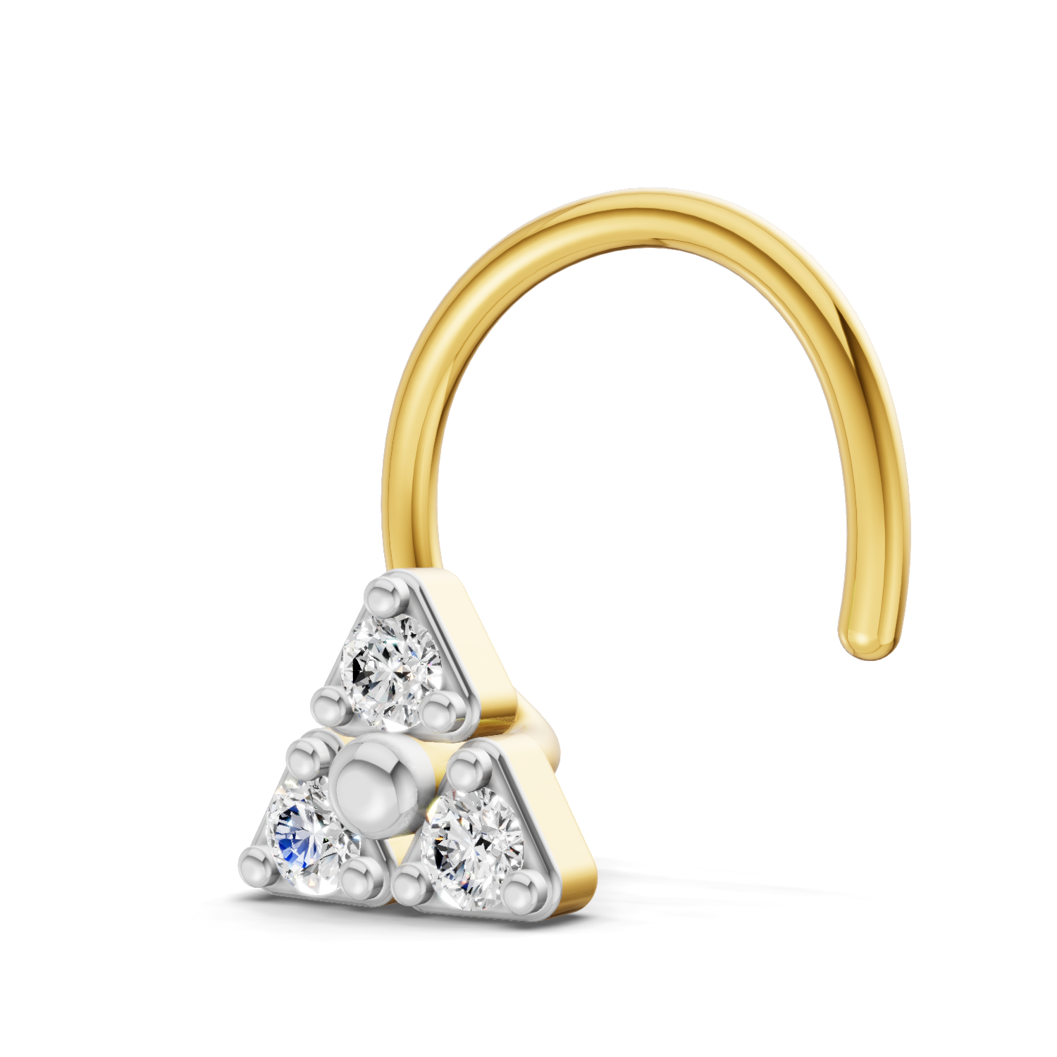 0.08 Carat Lab Grown Diamond The Trinity Stud Nosepin | 14K Yellow Gold (Wire)