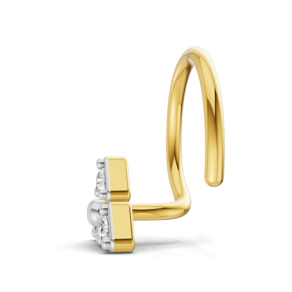 0.08 Carat Lab Grown Diamond The Trinity Stud Nosepin | 14K Yellow Gold (Wire)