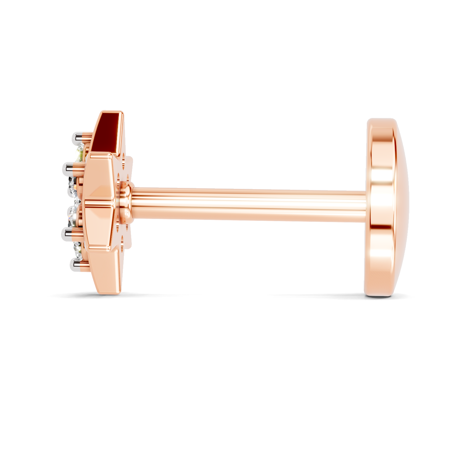 0.03 Carat Lab Grown Diamond Star Flatback Nosepin | 14K Rose Gold (Screw)