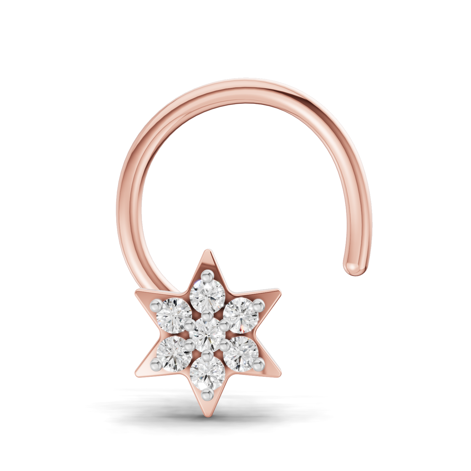 0.03 Carat Lab Grown Diamond Star Flatback Nosepin | 14K Rose Gold (Wire)
