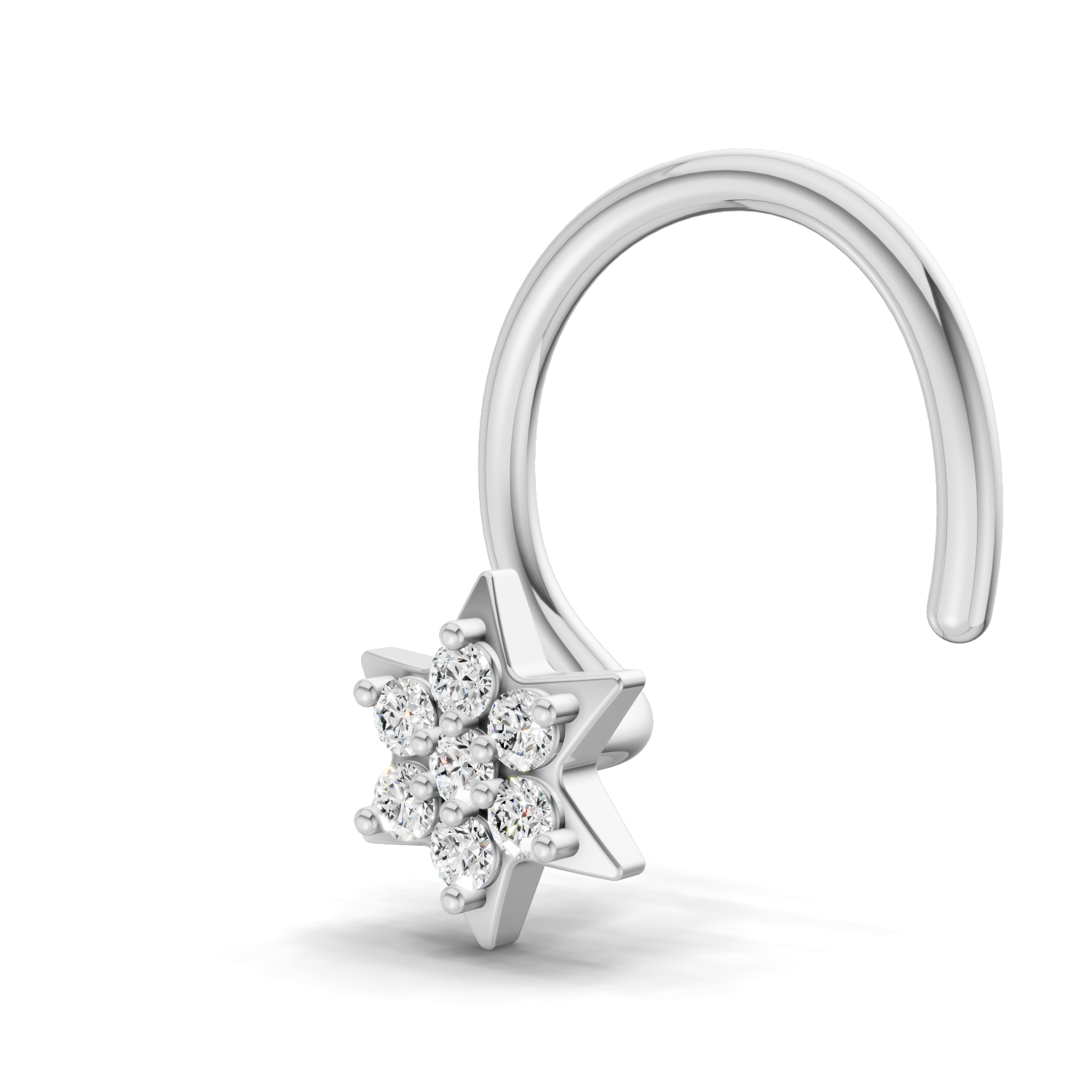 0.03 Carat Lab Grown Diamond Star Flatback Nosepin | 14K White Gold (Wire)