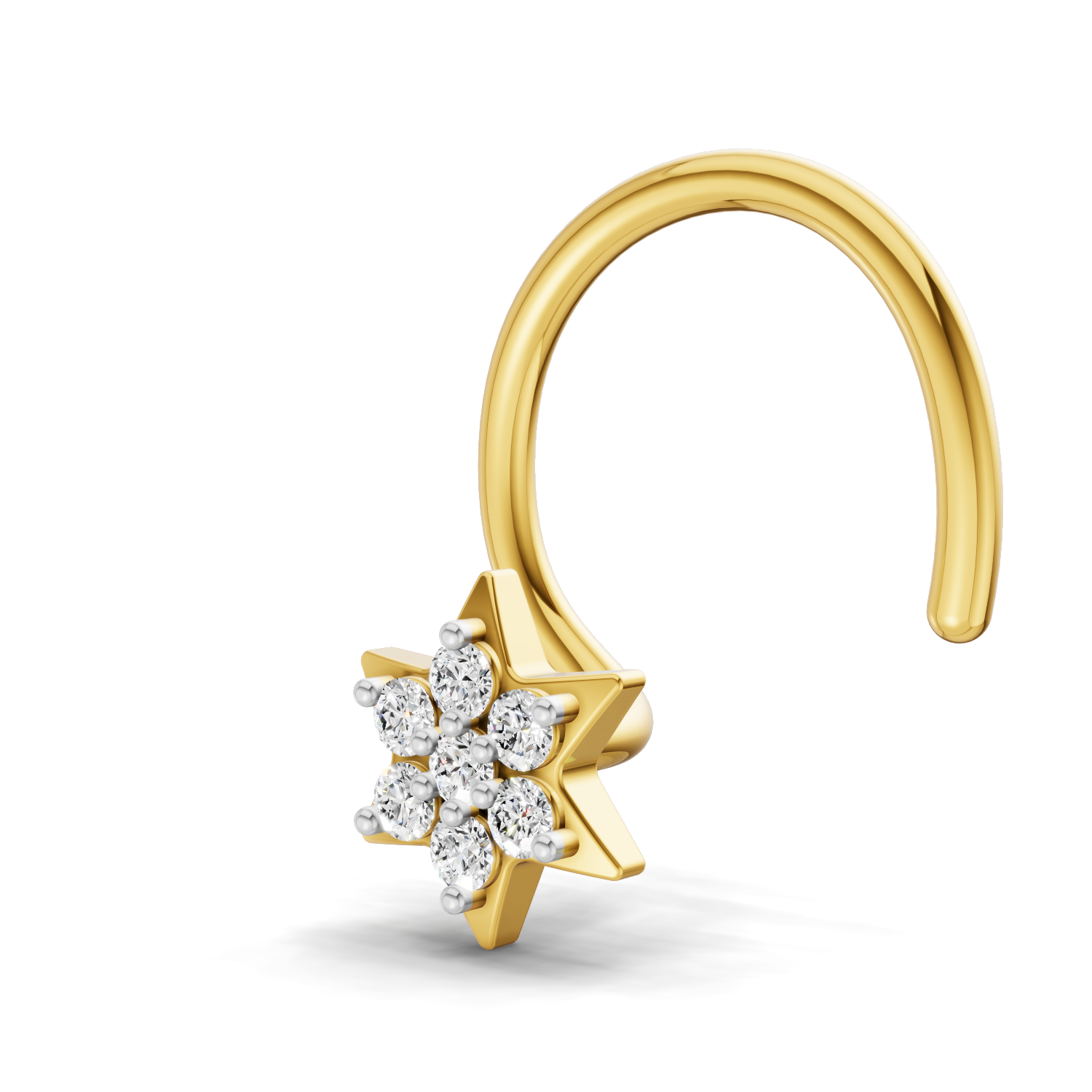 0.03 Carat Lab Grown Diamond Star Flatback Nosepin | 14K Yellow Gold (Wire)