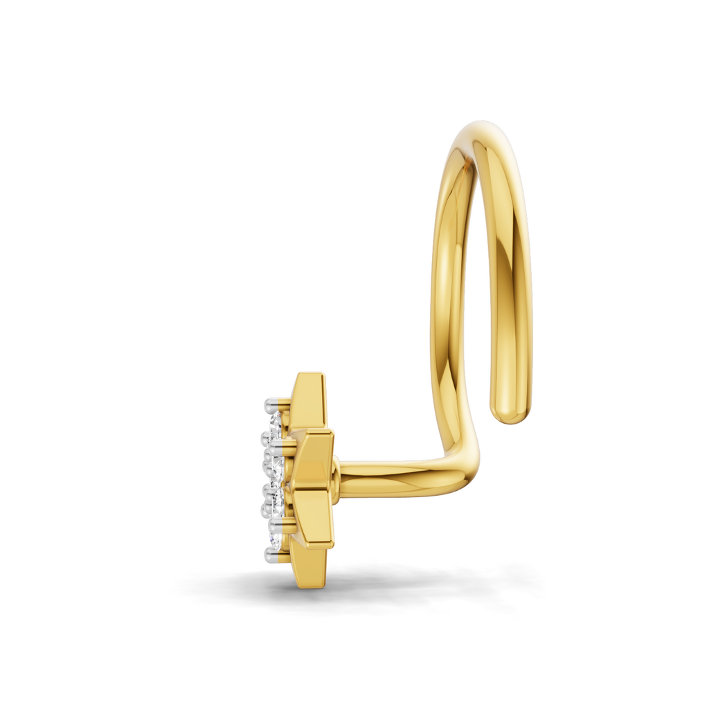 0.11 Carat Lab Grown Diamond StarFlare Nosepin | 14K Yellow Gold (Wire)