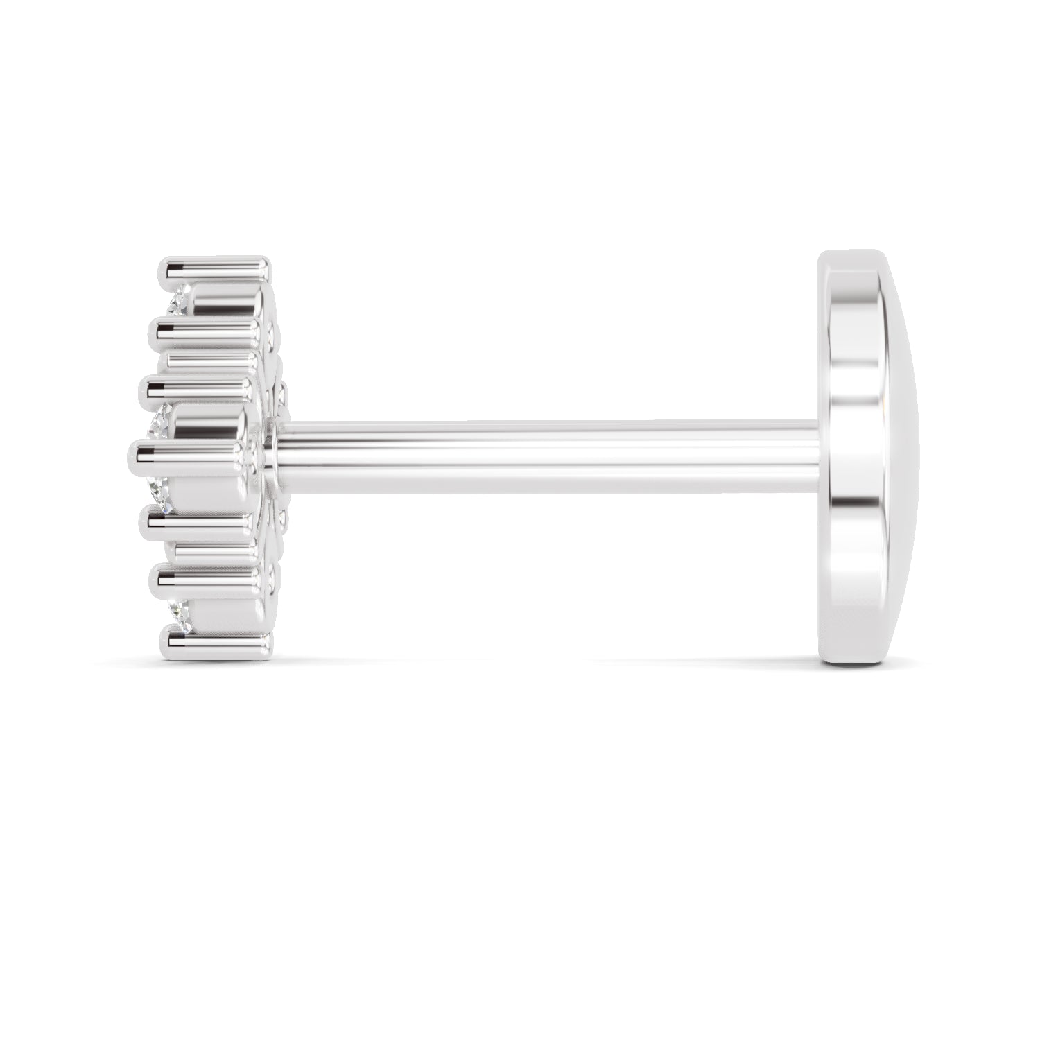 0.04 Carat Round Star Shape Diamond Nose Pin | 14K White Gold-Screw