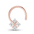 0.04 Carat Round Star Shape Diamond Wire Nose Pin | 14K Rose Gold