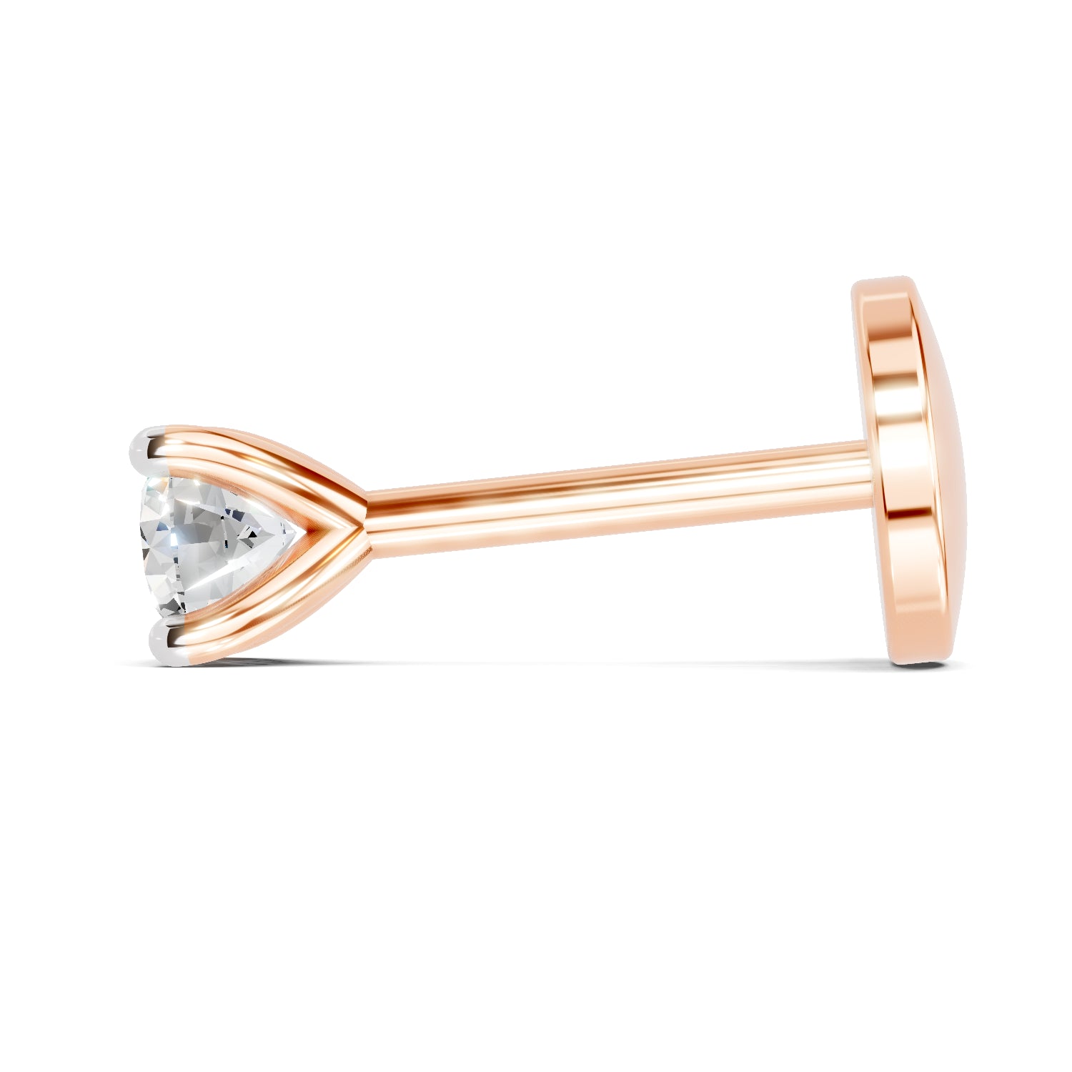 0.06 Carat Round Shape Classic Solitaire Diamond Nose Pin | 14K Rose Gold-Screw