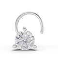 0.06 Ct Round Shape 3 Prong Solitaire Diamond Nose Pin | 14K White Gold