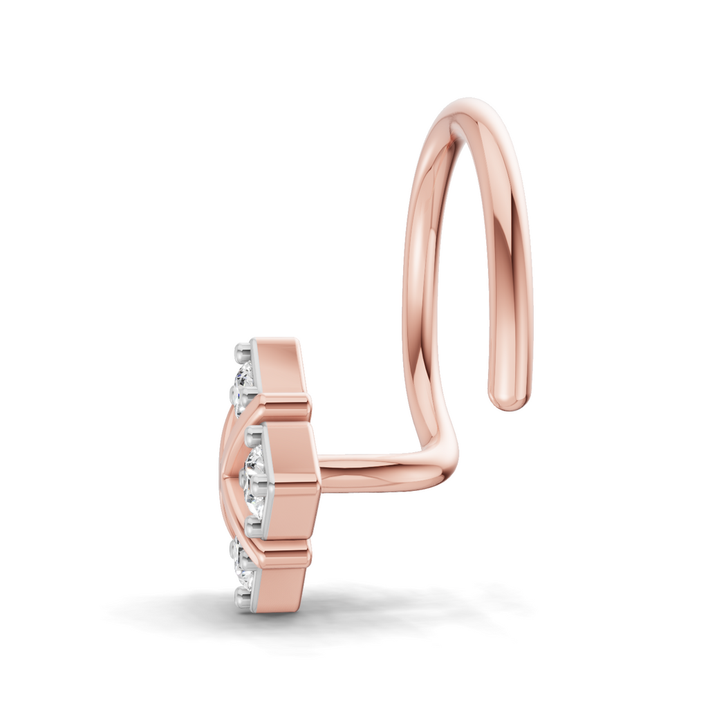 0.09 Carat Lab Grown Diamond Royal Four Nosepin | 14K Rose Gold (Wire)