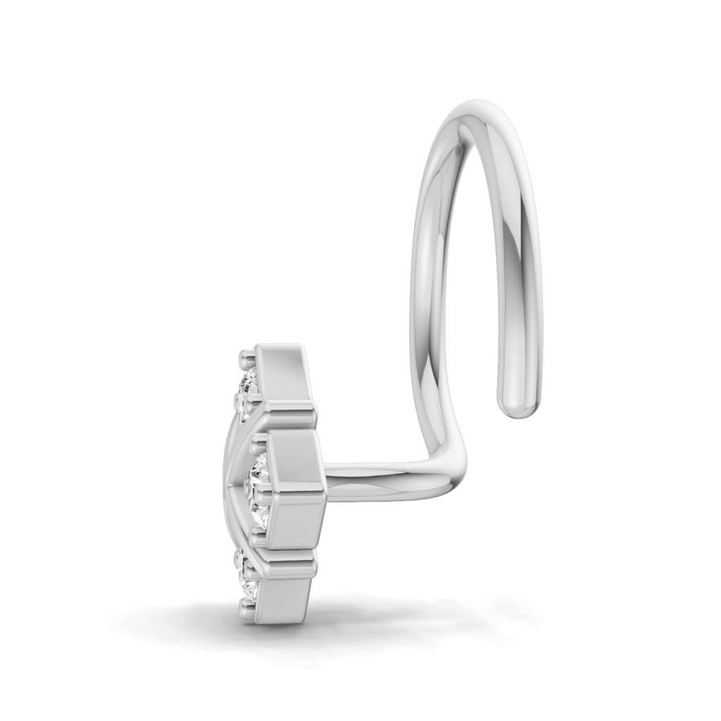 0.09 Carat Lab Grown Diamond Royal Four Nosepin | 14K White Gold (Wire)