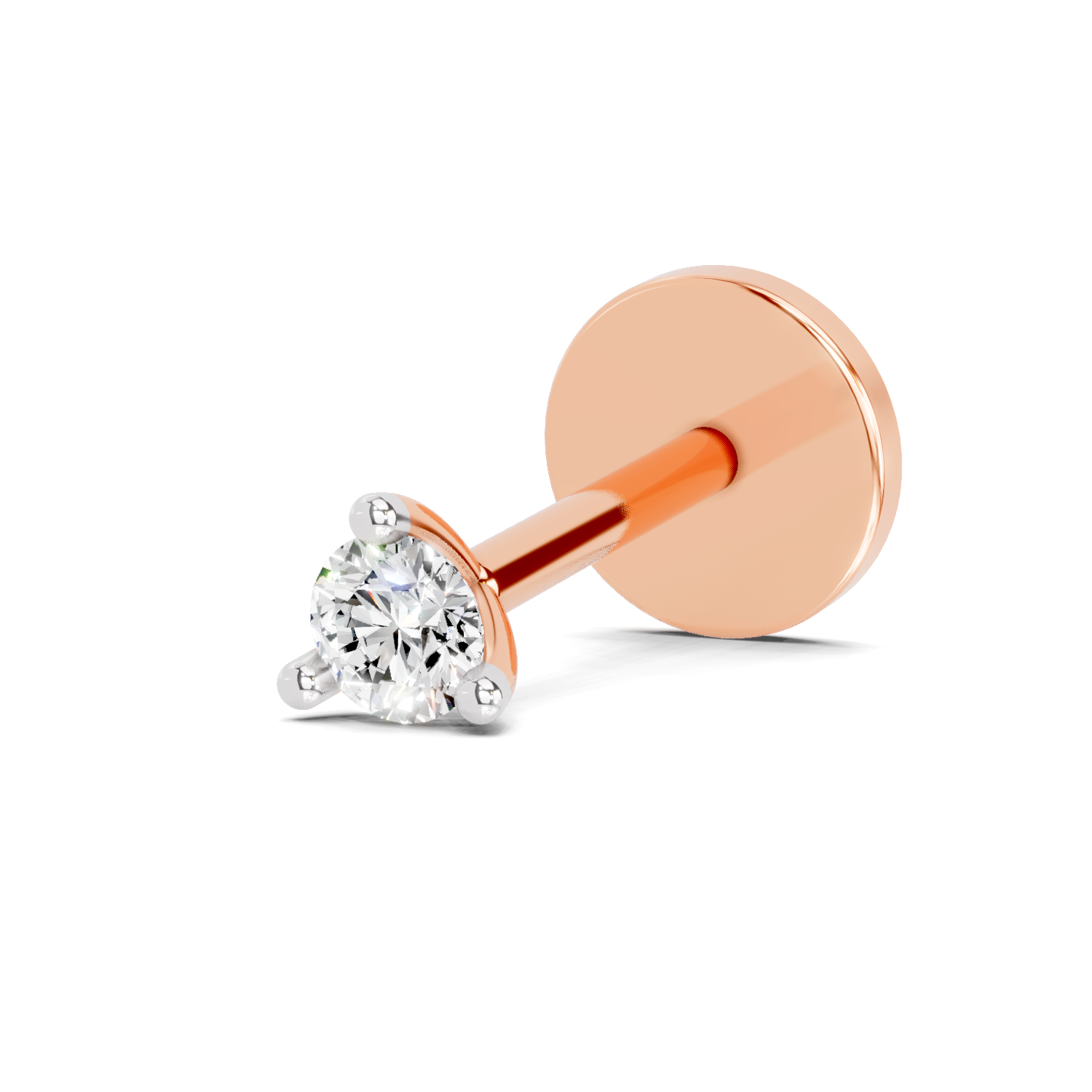 0.25 Carat Round Shape Diamond Nose Pin | 14K Rose Gold-Screw
