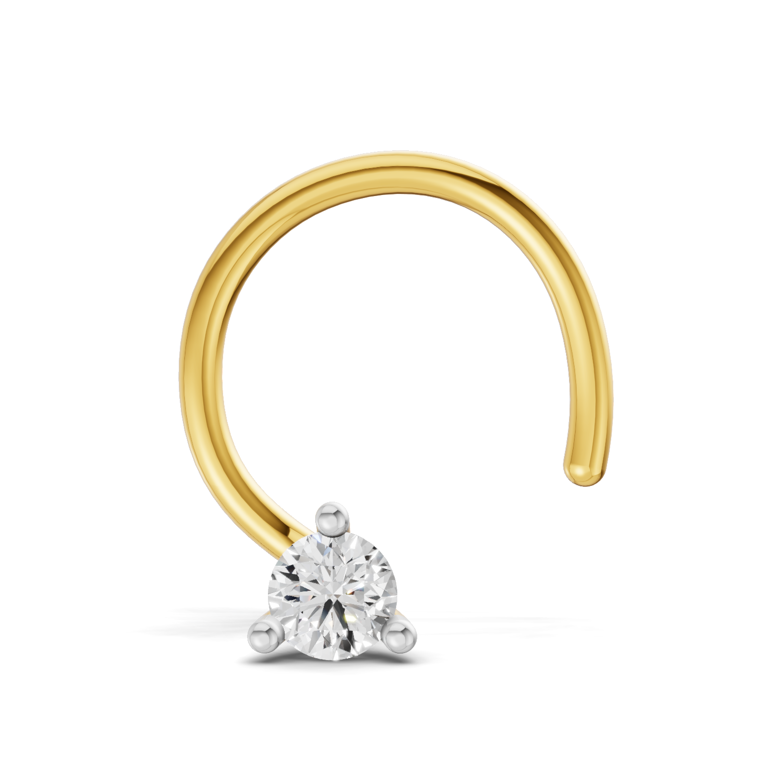 0.25 Carat Round Shape Diamond Nose Pin | 14K Yellow Gold