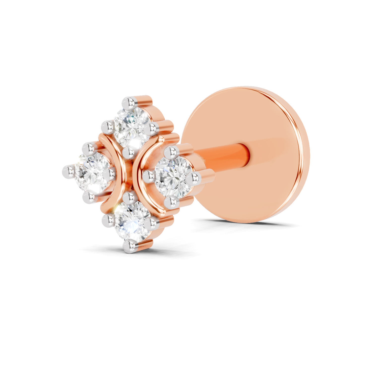 0.03 Carat Lab Grown Diamond Moon Bloom Nosepin | 14K Rose Gold (Screw)