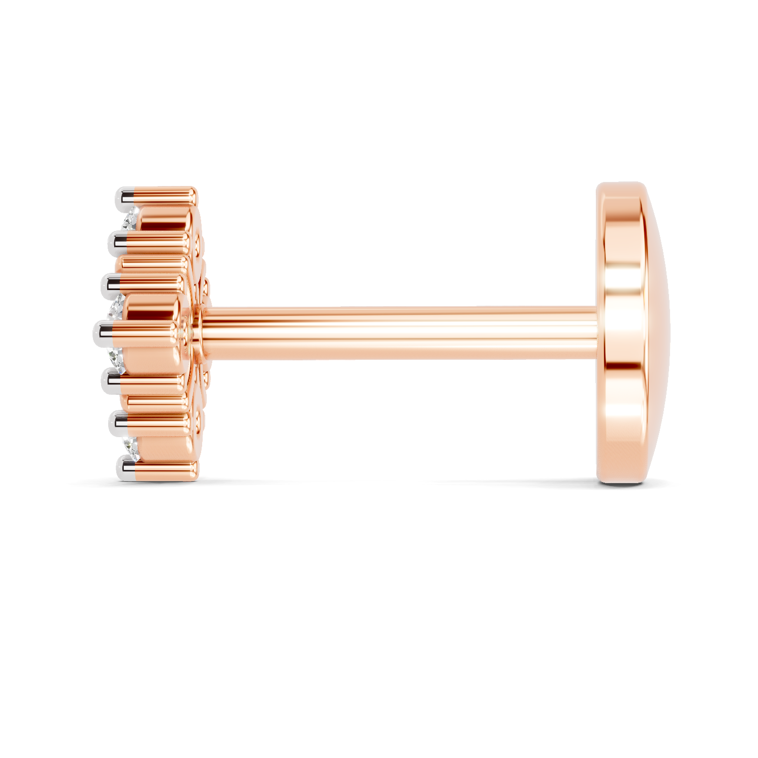 0.03 Carat Lab Grown Diamond Moon Bloom Nosepin | 14K Rose Gold (Screw)