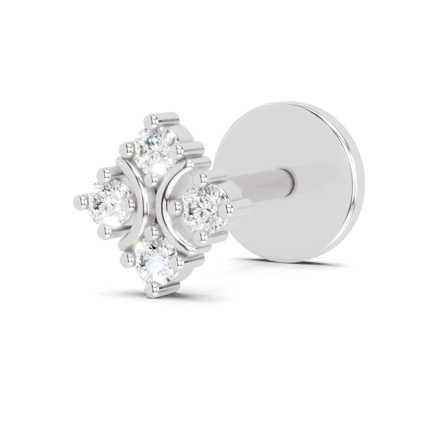 0.03 Carat Lab Grown Diamond Moon Bloom Nosepin | 14K White Gold (Screw)