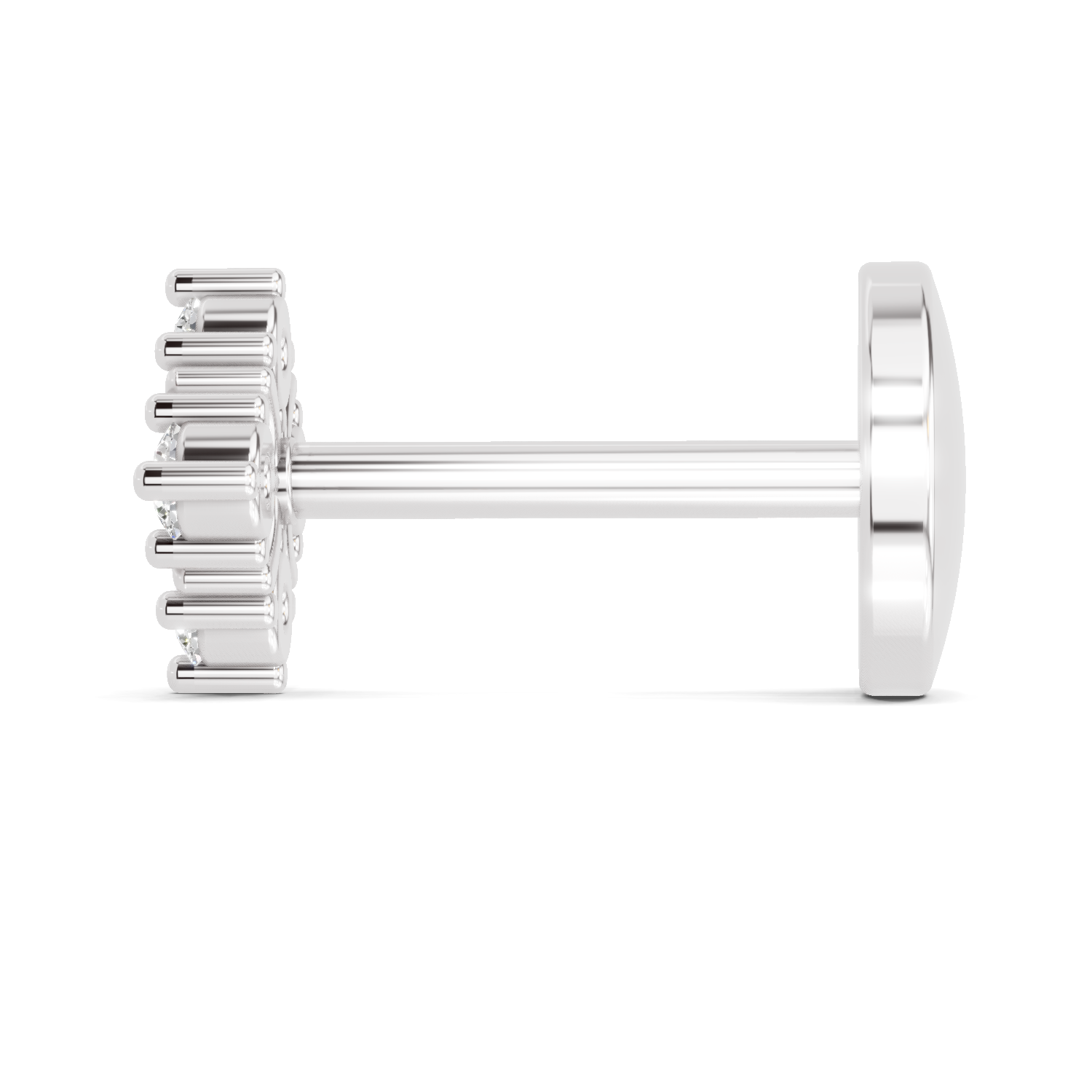 0.03 Carat Lab Grown Diamond Moon Bloom Nosepin | 14K White Gold (Screw)