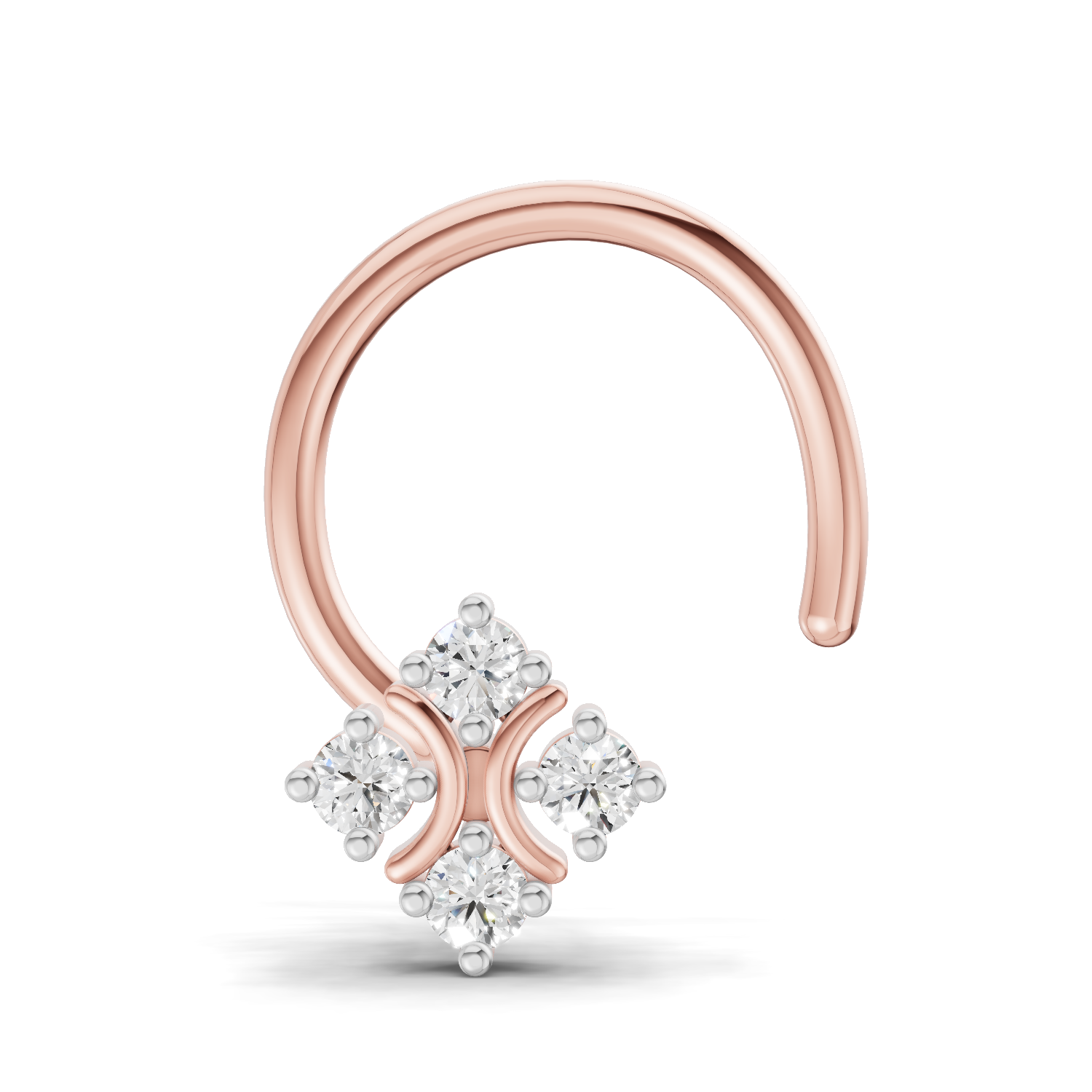 0.03 Carat Lab Grown Diamond Moon Bloom Nosepin | 14K Rose Gold (Wire)