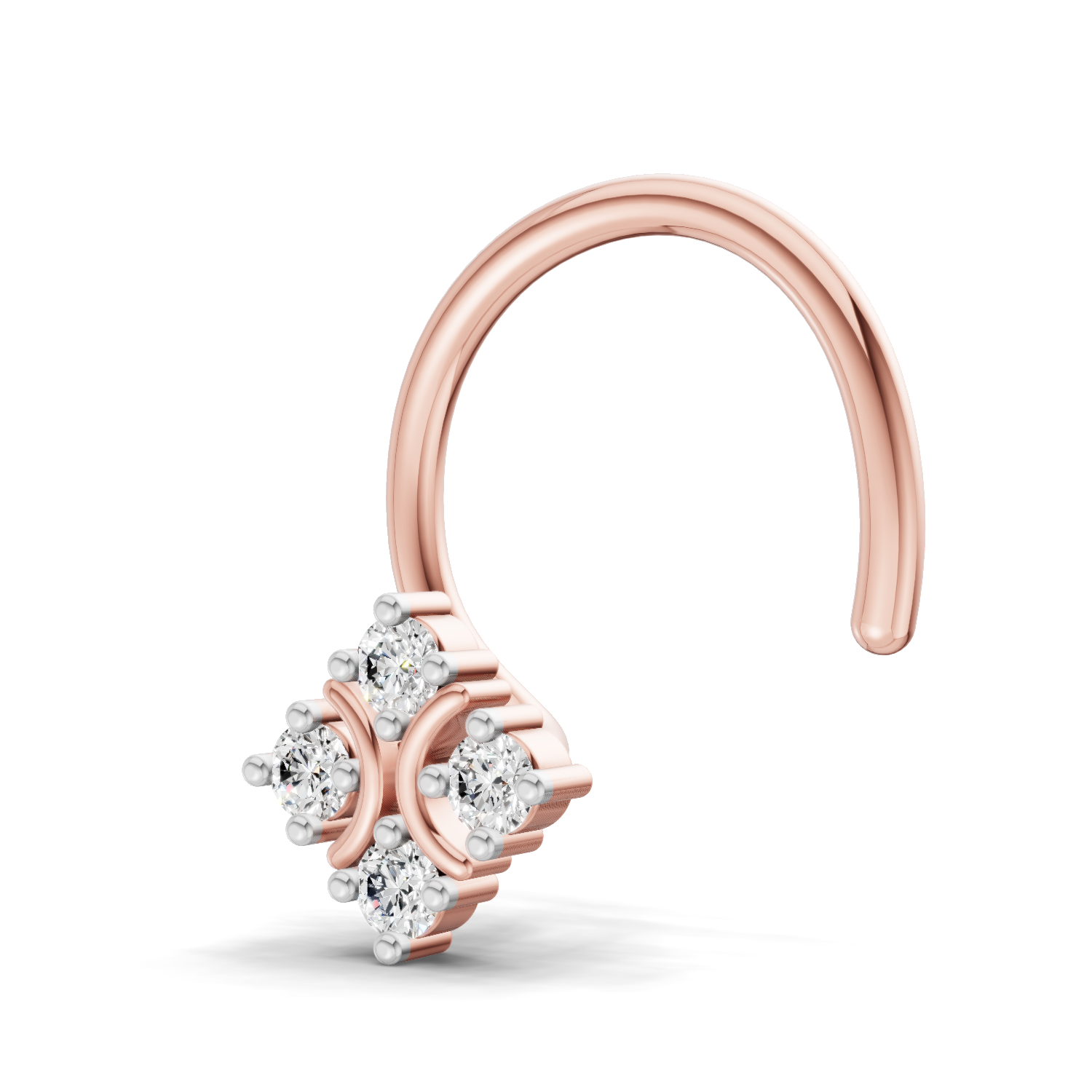 0.03 Carat Lab Grown Diamond Moon Bloom Nosepin | 14K Rose Gold (Wire)
