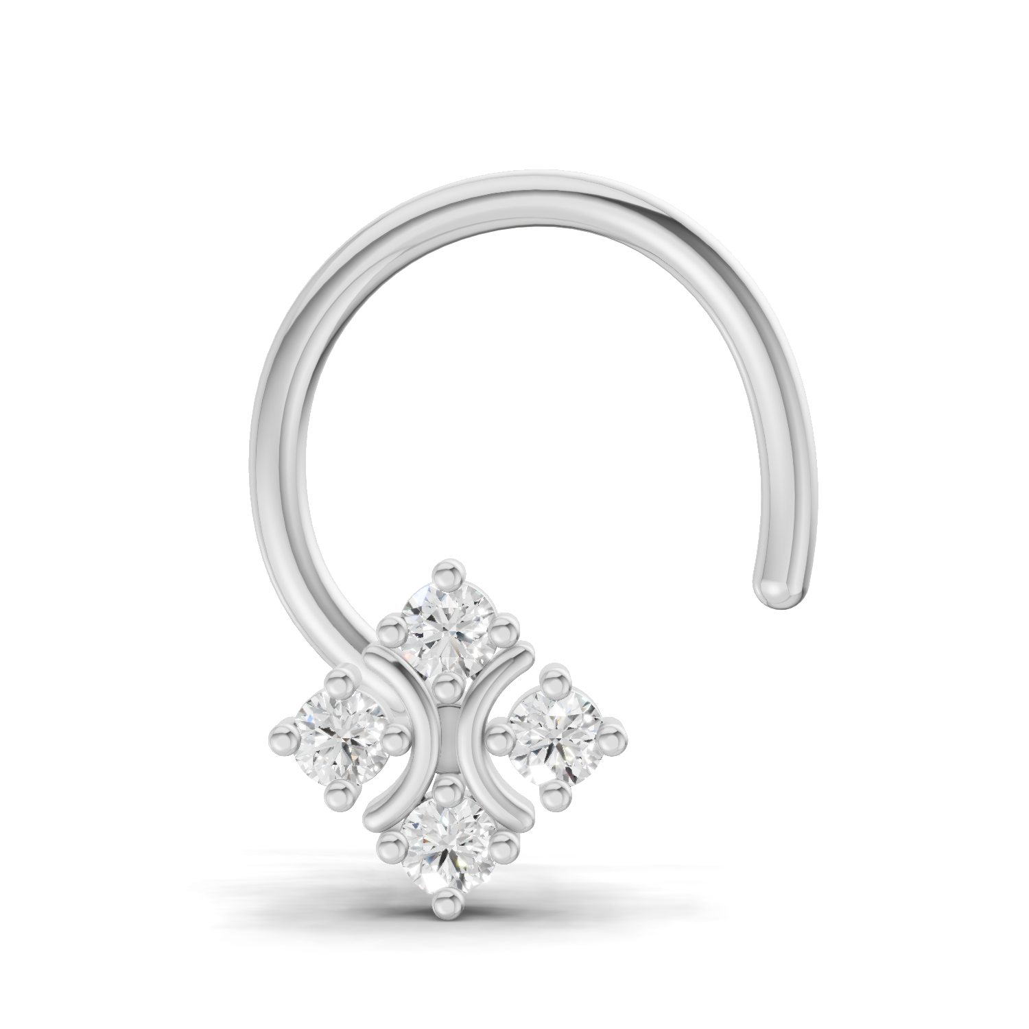 0.03 Carat Lab Grown Diamond Moon Bloom Nosepin | 14K White Gold (Wire)
