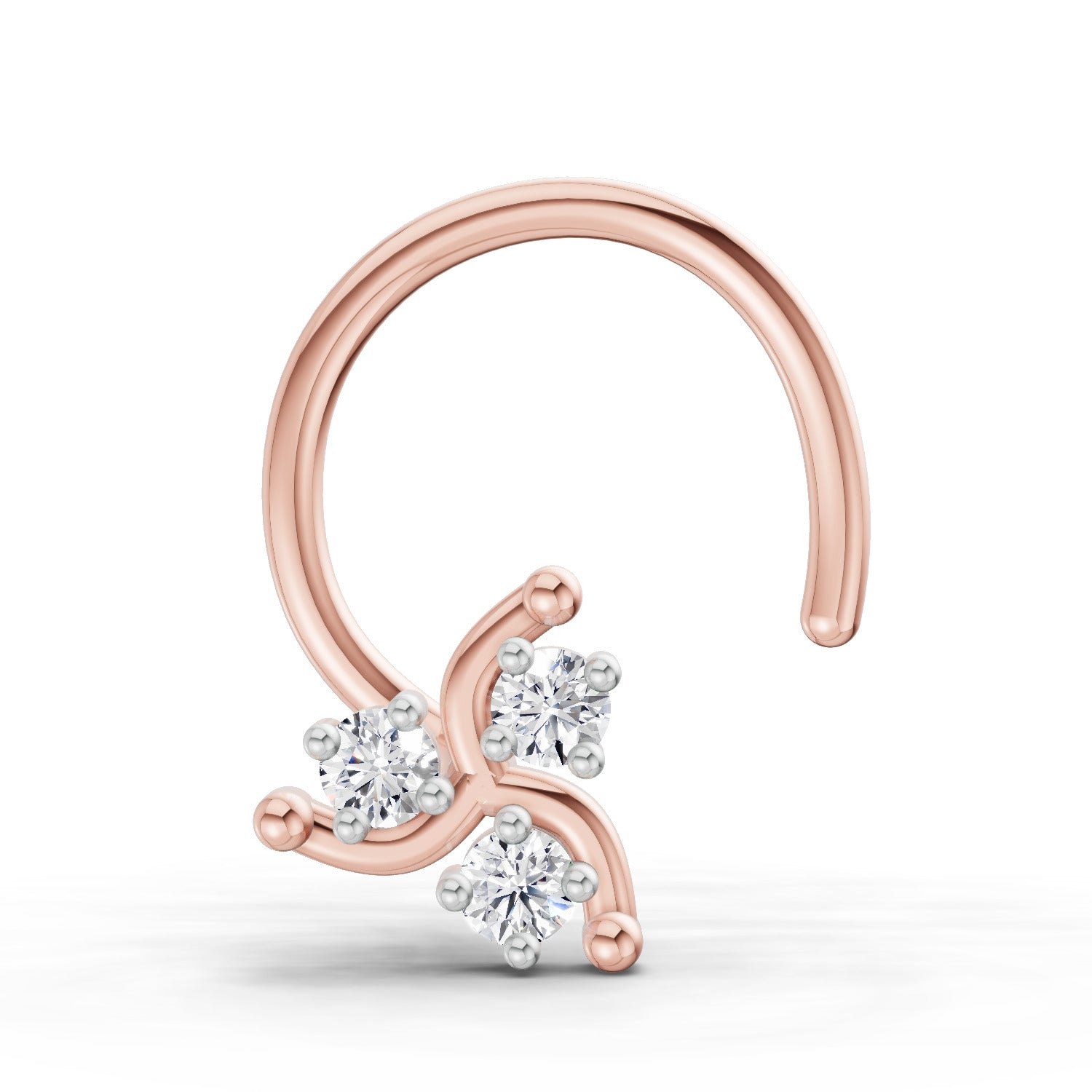 0.03 Carat Lab Grown Diamond Floral Nose Pin in 14K Rose Gold