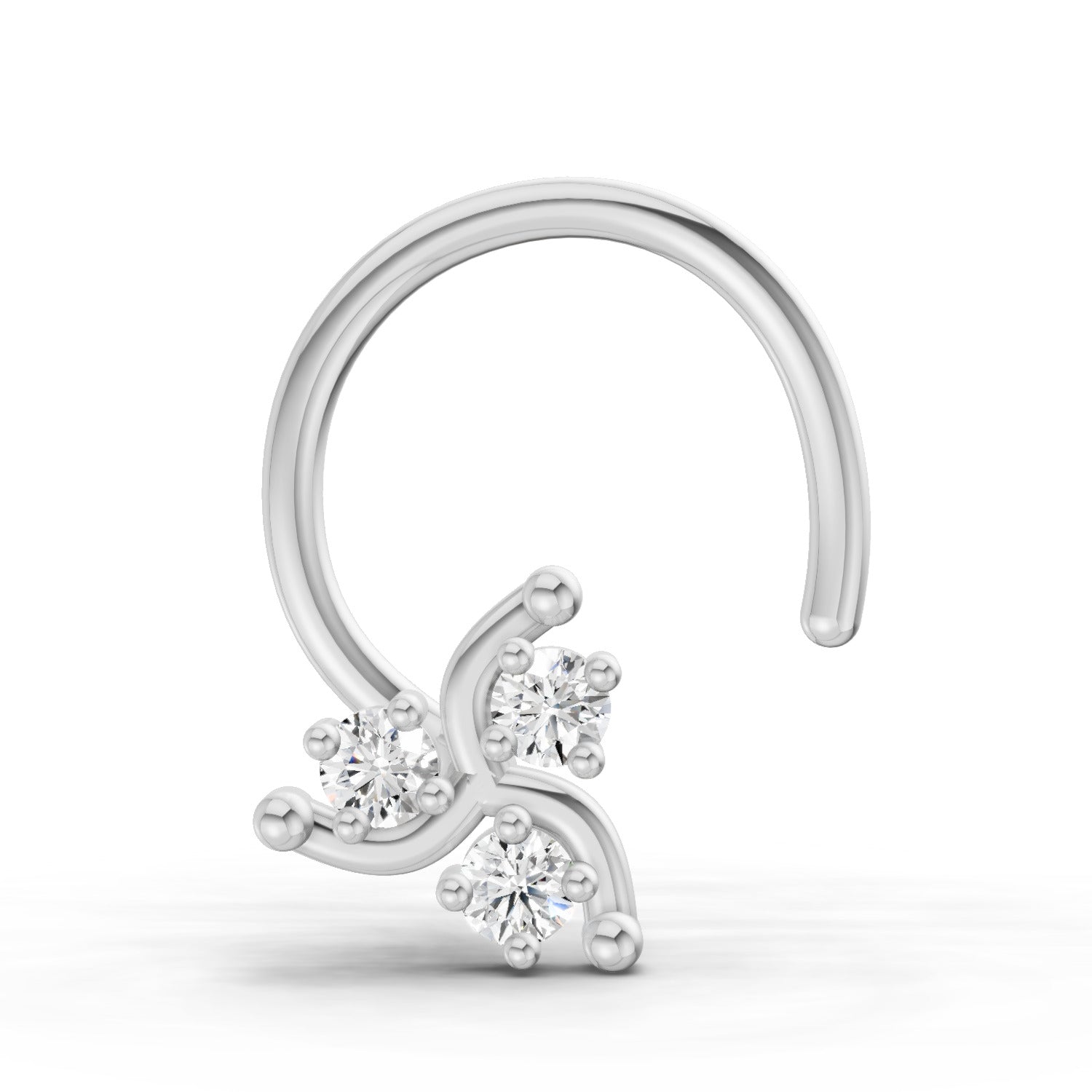 0.03 Carat Lab Grown Diamond Floral Nose Pin in 14K White Gold