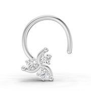 0.03 Ct Round Shape Floral Diamond Nose Pin | 14K White Gold