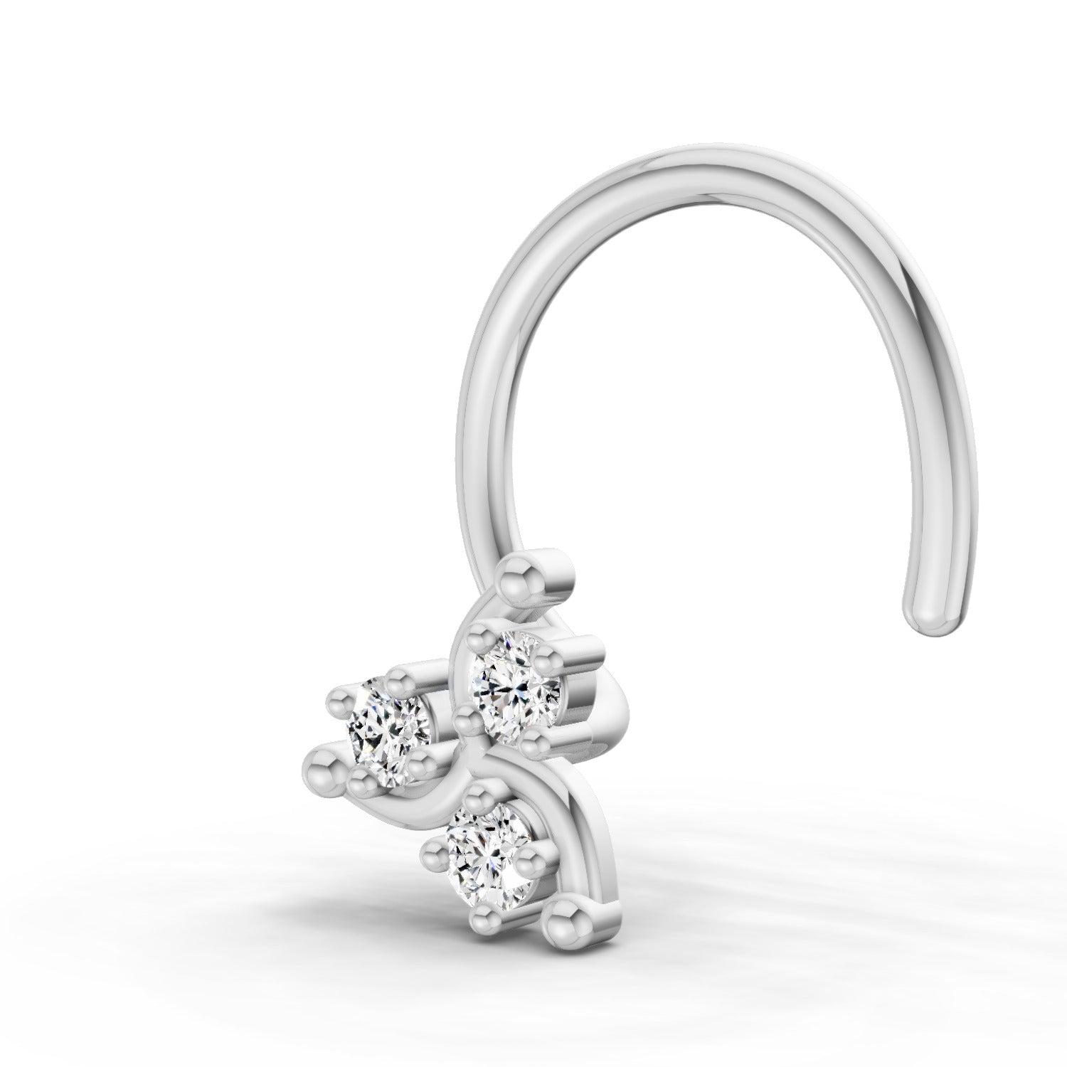 0.03 Ct Round Shape Floral Diamond Nose Pin | 14K White Gold