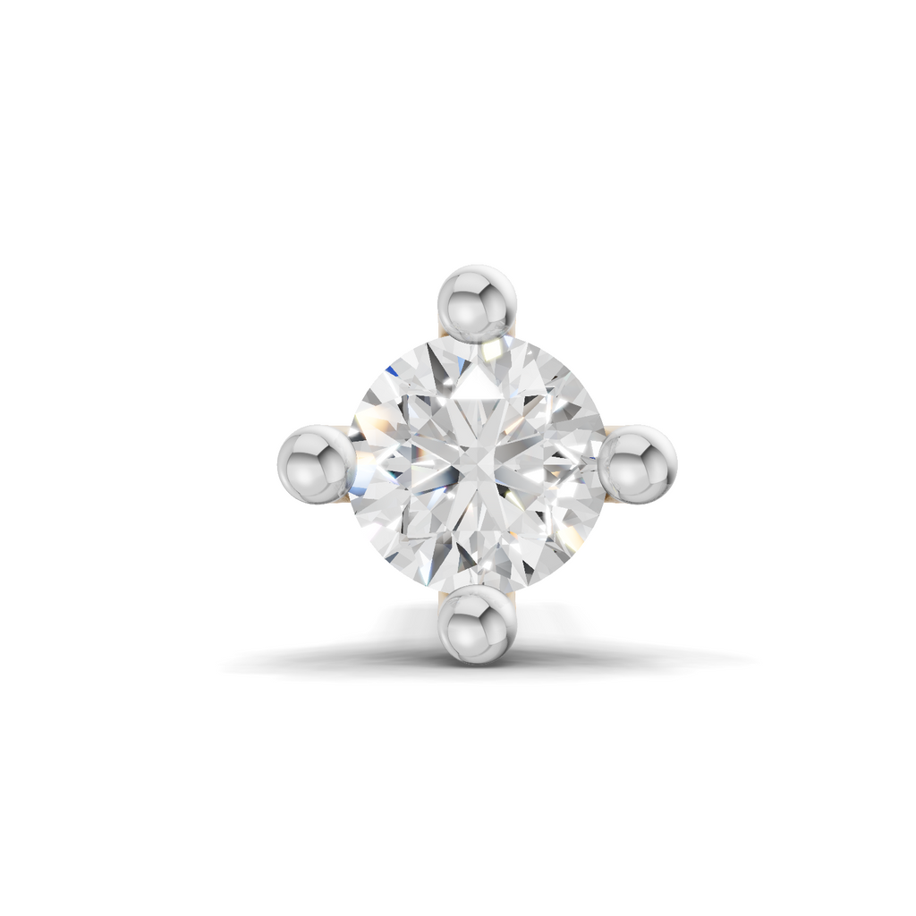 0.06 Carat Lab Grown Diamond 4-Prong Nose Stud Nosepin | 14K Rose Gold (Screw)