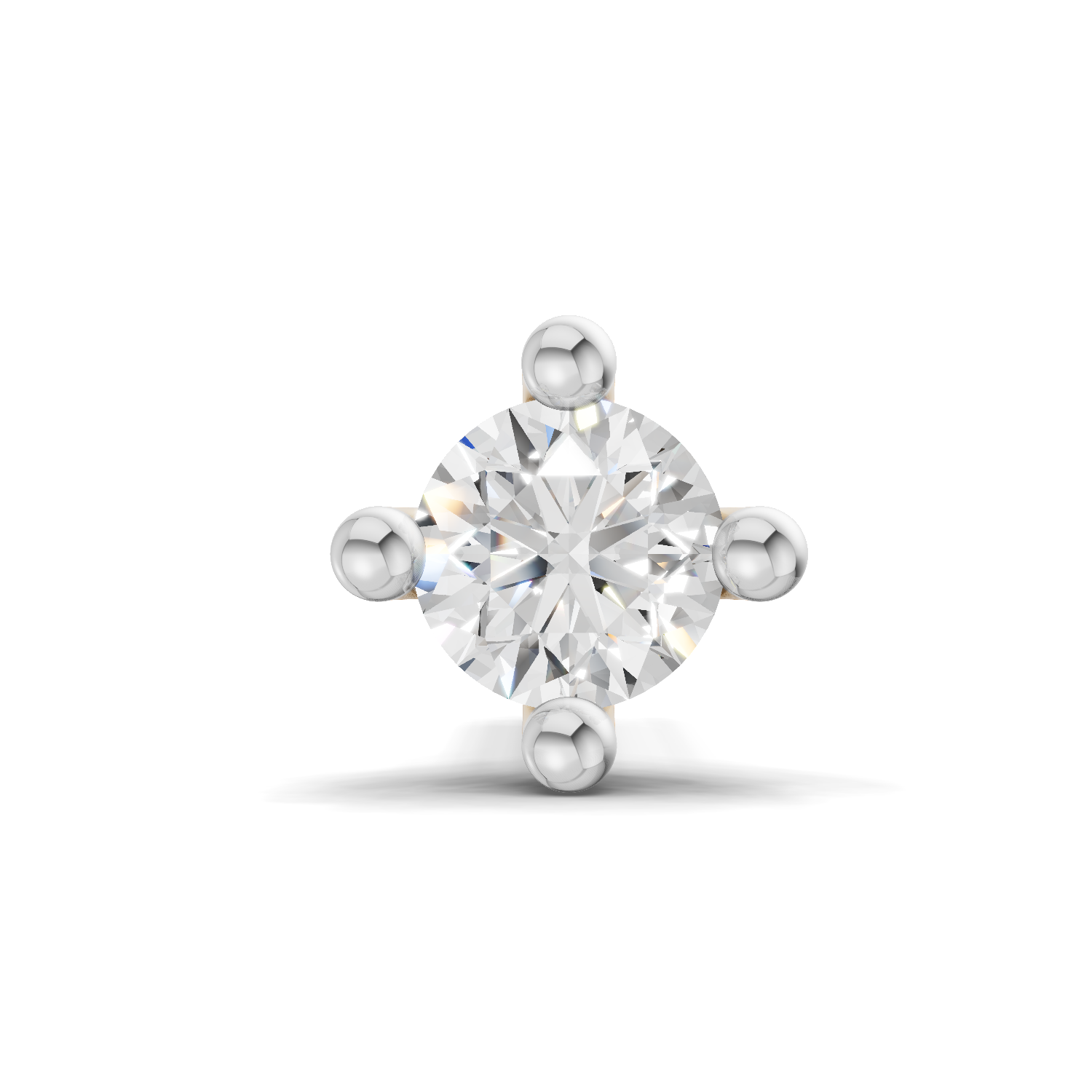 0.06 Carat Lab Grown Diamond 4-Prong Nose Stud Nosepin | 14K Rose Gold (Screw)