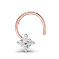 0.06 Carat Lab Grown Diamond 4-Prong Nose Stud Nosepin | 14K Rose Gold (Wire)