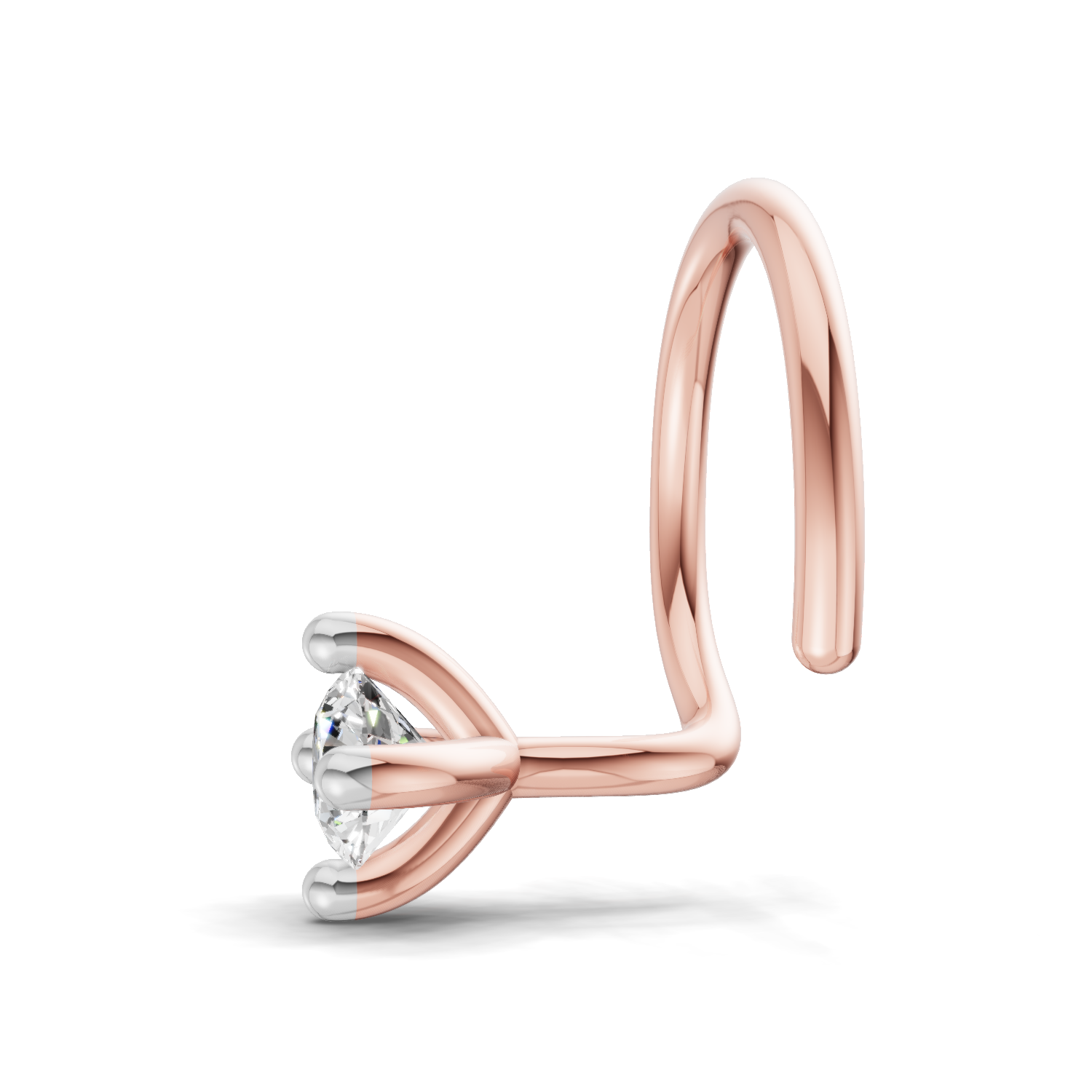 0.06 Carat Lab Grown Diamond 4-Prong Nose Stud Nosepin | 14K Rose Gold (Wire)